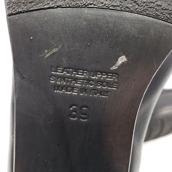 Napoleoni Boots Women EU 39 Black Lace Up Wool Leather Block Heel Made In Italy - Picture 4 of 13